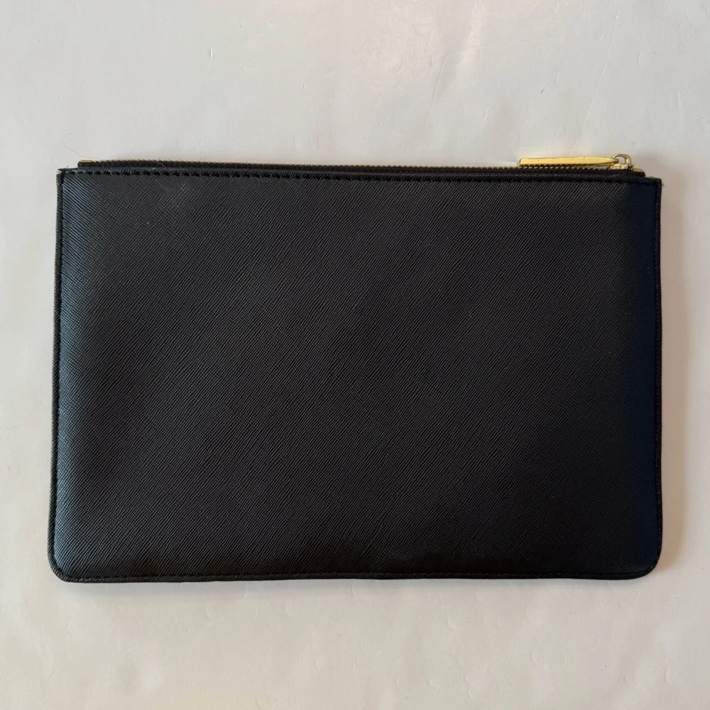 Katie Loxton Ta Dah Perfect Pouch Wallet Vegan Faux Leather Black Saffiano Gold